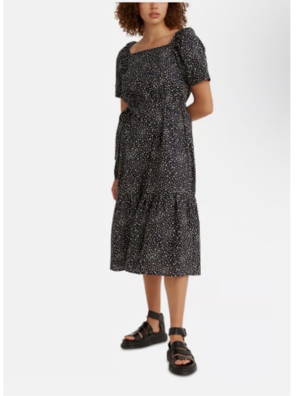 Levi's Black Ditsy Floral Square-Neck Midi Dress